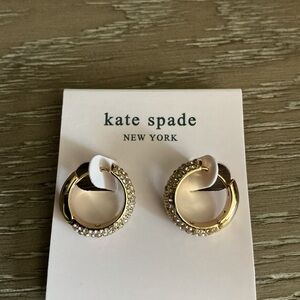 Kate Spade Gold Tone Pave Crystal  Hoop Earrings